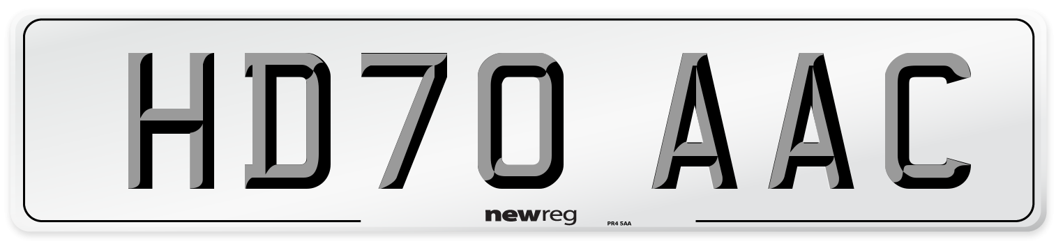 HD70 AAC Number Plate from New Reg